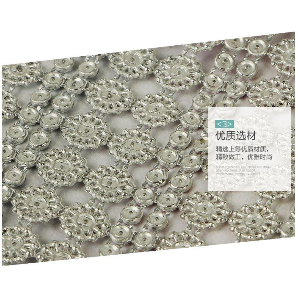 1yard Christmas Ornaments Double Row Silver Diamond Plum Mesh Wrap Crystal Rhinestone Sparkle Ribbon (911L) - Image 5