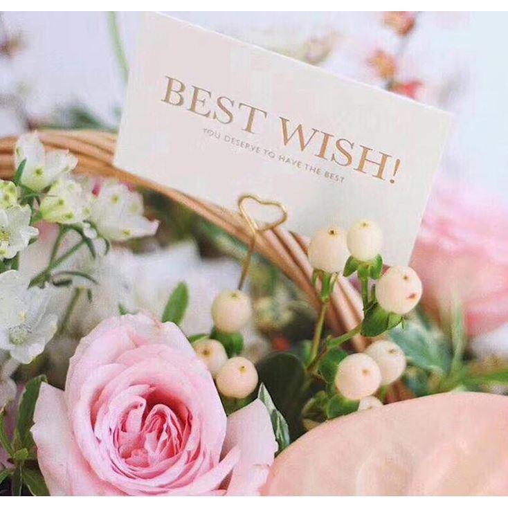 1pc art card holder metal postcard clip flower shop special card gold-plated flower for party decoration(1017L) - Image 2
