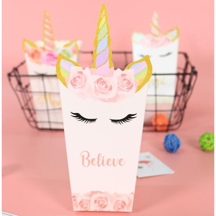 12pcs Unicorn Party Decoration Popcorn Box Plates Shower Birthday Decors-343 - Image 7