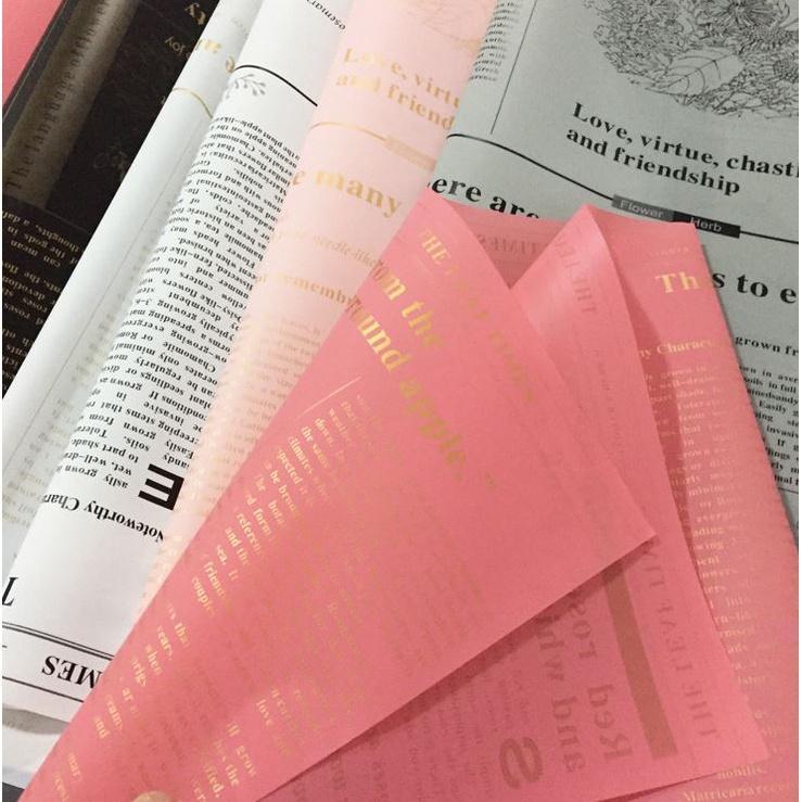 60*60cm Newspaper English Alphabet Waterproof Flower Wrapping Paper Bouquet Gift Crepe Paper Flower Packaging(1348L)