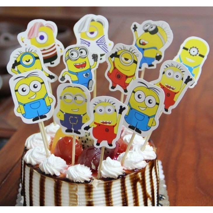 12pcs/set Doraemon Minions Princess Rabbit Mermaid cake topper kids children birthday party decorations (1129L) - Image 3