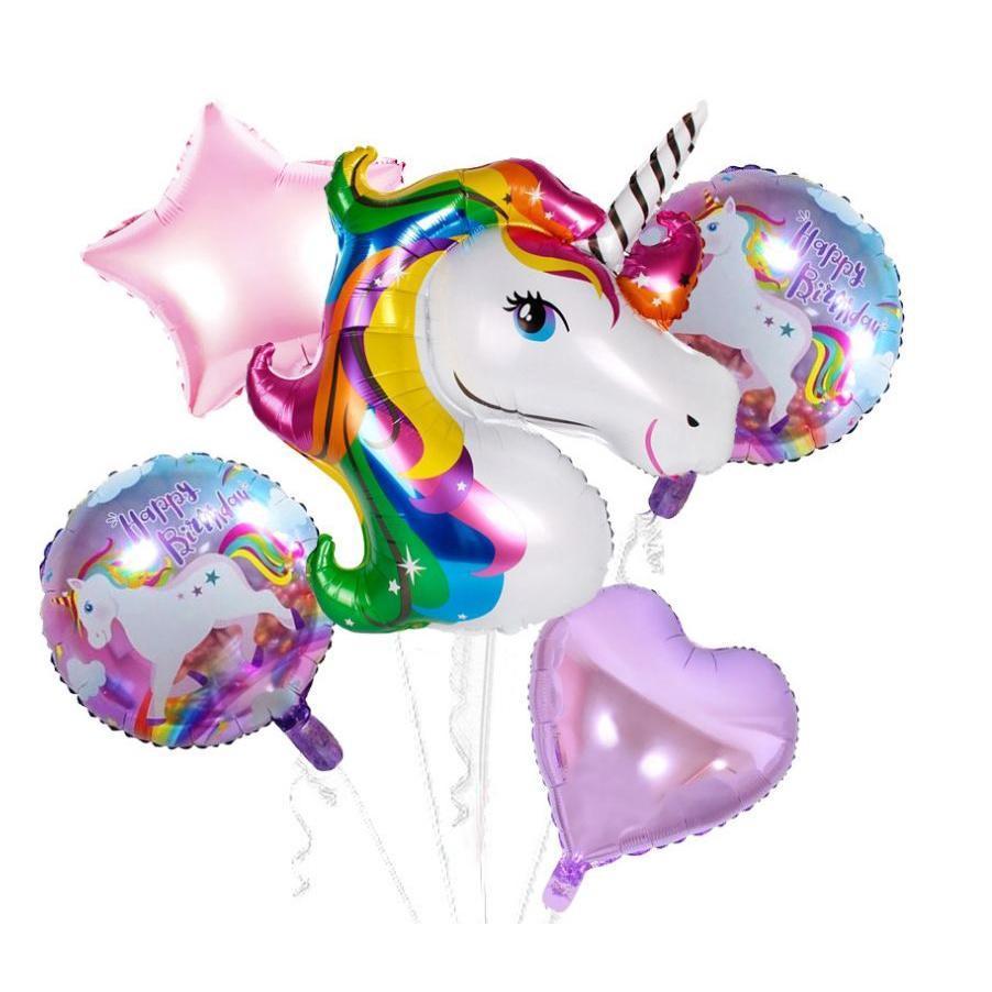 Partigos Unicorn Theme balloons 18 inch star Round Balloon Birthday Party Decor Kids(325L) - Image 3