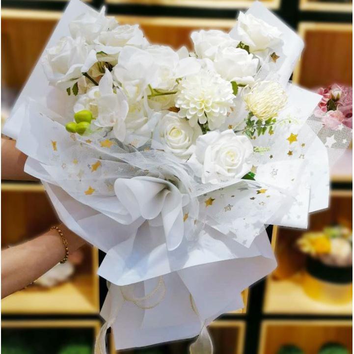 50cm x 5 Yard/roll Star Soft Lace Mesh Wrapping Paper Flower Bouquet Florist Supplies DIY Decor Valentine's Day(1832L) - Image 3