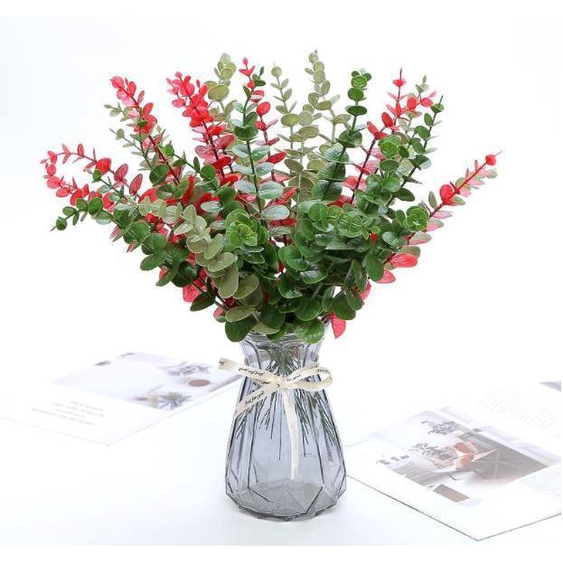 1Pc Plastic Eucalyptus Leaves Fake Plants Flower Material for Wedding Flower Wall Home Decor Greenery Plant Leaf (1752L)
