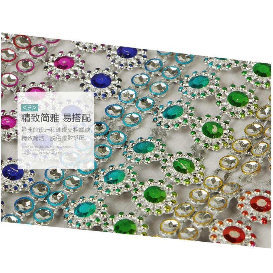 1yard Christmas Ornaments Double Row Silver Diamond Plum Mesh Wrap Crystal Rhinestone Sparkle Ribbon (911L) - Image 4