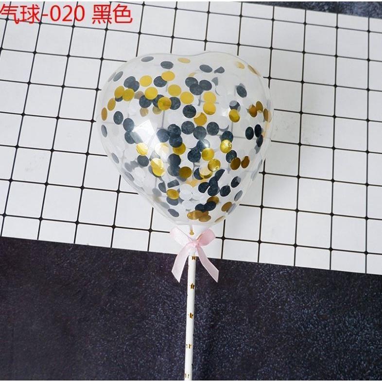 5inch Metal Confetti Balloon Heart Clear with Star Pole Wedding Decoration Cake Baby Shower 透明爱心气球 (405L) - Image 12
