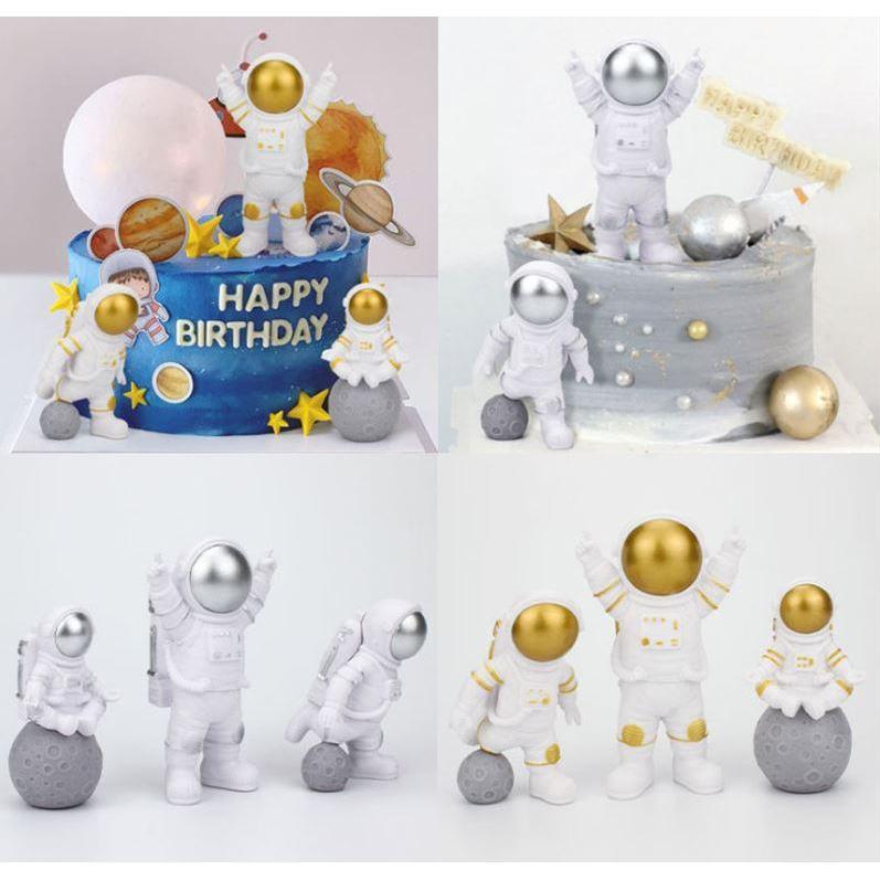 3pcs/Set Space Astronaut Cosmonaut Boy Birthday Party Decorations Kids Cake Decorations Tools Dessert (1046L)