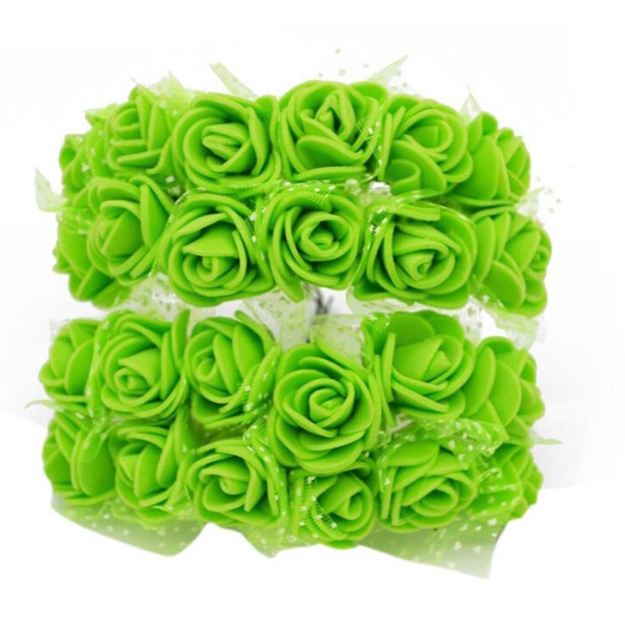 12pcs/pack 2cm Artificial PE Foam Flower Bouquet Mini Silk Rose Head DIY Teddy Bear Wreath Fake Flowers Decor(672L) - Image 20
