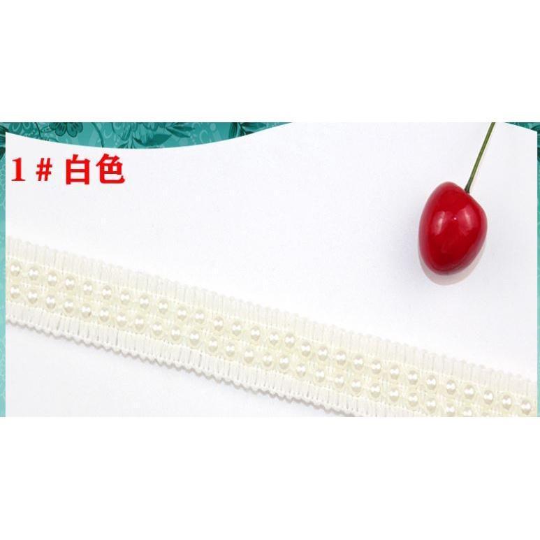 1yard/lot Pearl Beaded Lace Trim Tape Fabric White/black Lace Ribbon clothing Sewing Garment 二排/三排/四排珠子织带花边(1920L) - Image 11