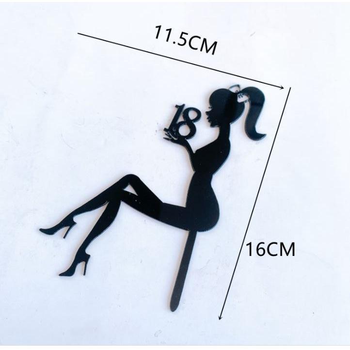 New Fashion High Heels Lady Girl Acrylic Cake Topper Wedding Decorations Happy Birthday Cupcake Topper(759L) - Image 9