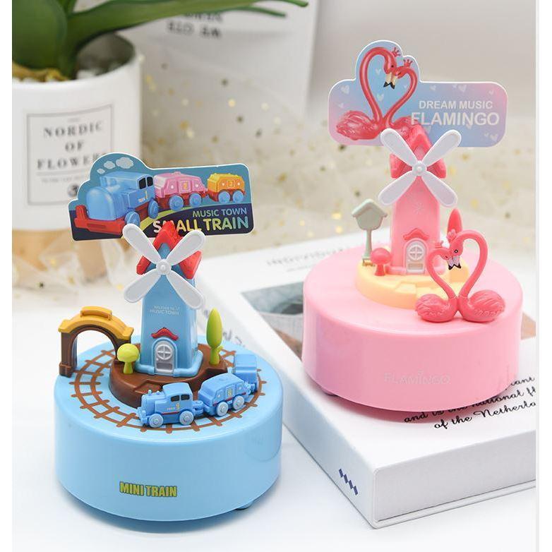 Cartoon Windmill Mini Train Flamingo Music Box Girls Christmas Ornaments (952L)