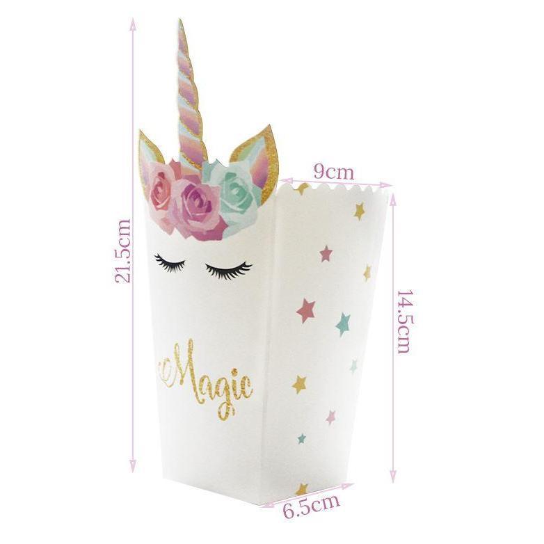 12pcs Unicorn Party Decoration Popcorn Box Plates Shower Birthday Decors-343 - Image 4