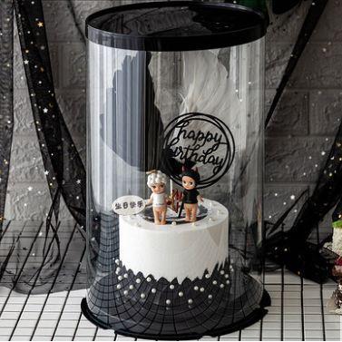6/8/10inch Transparent Empty Black Paper/PVC Round Gift Box for Cake Box Teddy Bear Rose Bear Flower (899L) - Image 19
