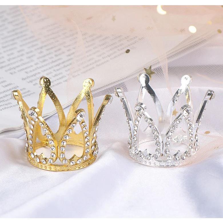 Mini Crown Princess Topper Crystal Pearl Tiara Children Hair Ornaments for Wedding Birthday Party Cake Decorating(1520L) - Image 2