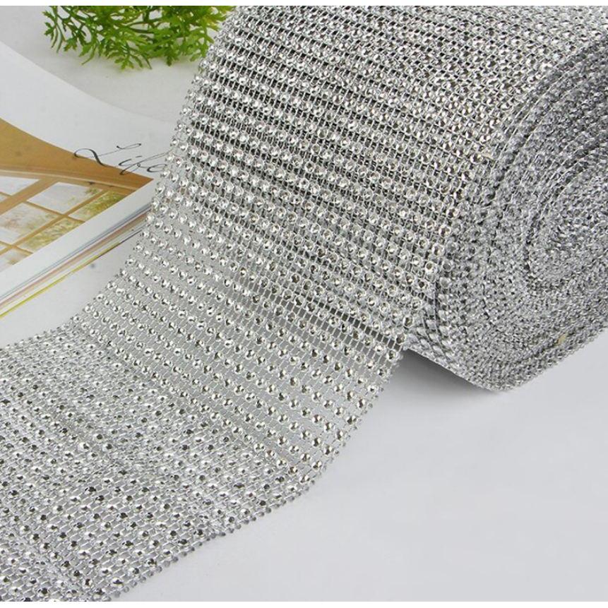 New 1yard Colorful Plastic Diamond Rhinestone Mesh Ribbon Roll Sparking Wedding Ornament 24 Rows Decorative(910L) - Image 14