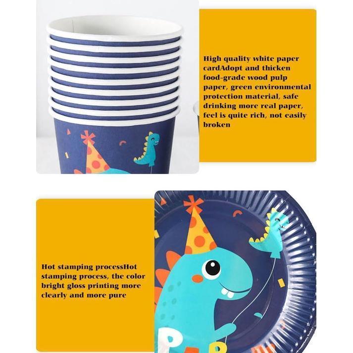 Cartoon Dinosaur Paper Plates Decoration Party Supplies Topper Wedding Baby Bath Happy Birthday Party (1926L) - Image 6