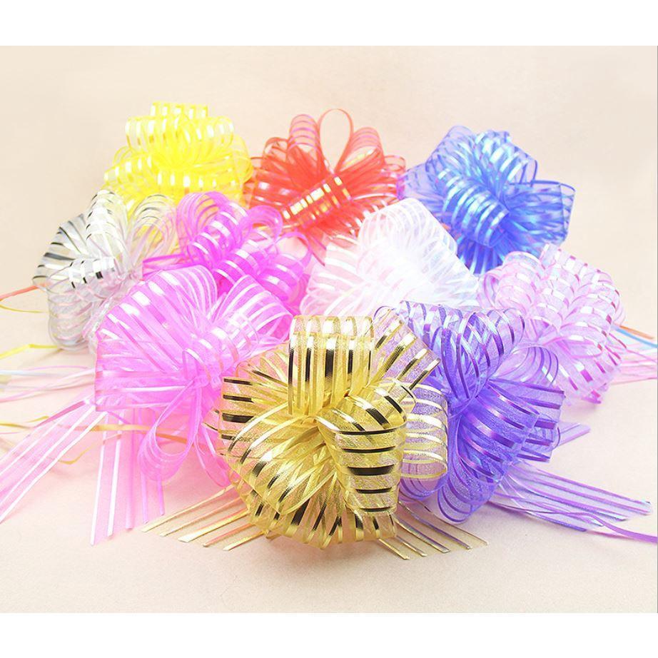 1pcs 5cm Lace Ribbon Christmas Gift Wrap Pull Bows Gift Ribbons Happy New Year Birthday Party Wedding Car Decor(472L)