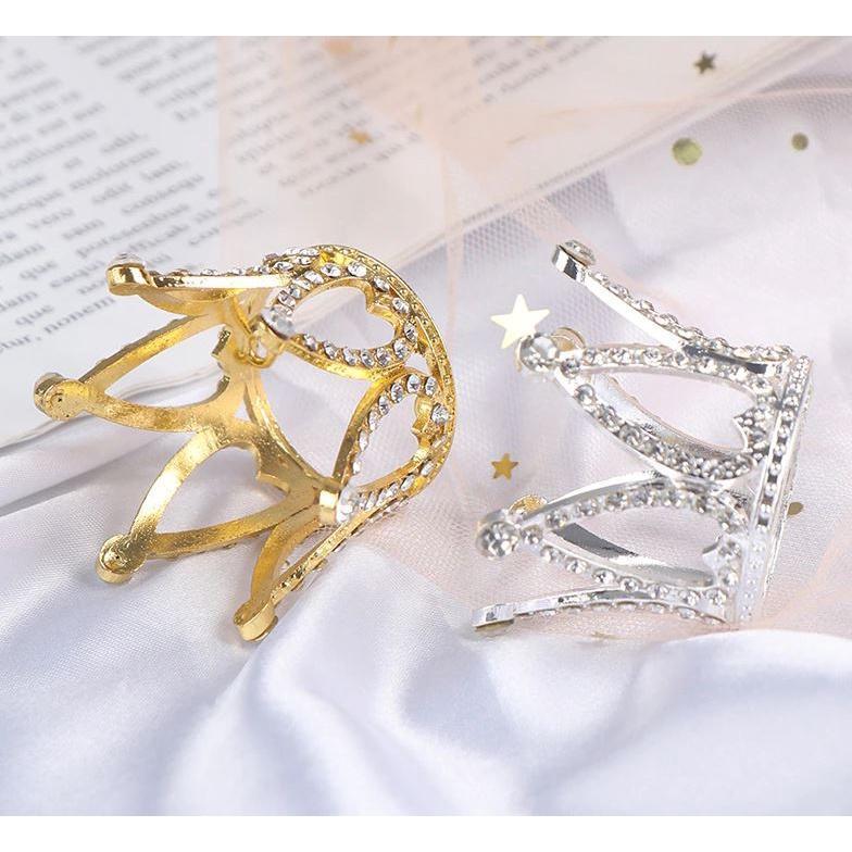 Mini Crown Princess Topper Crystal Pearl Tiara Children Hair Ornaments for Wedding Birthday Party Cake Decorating(1520L) - Image 4