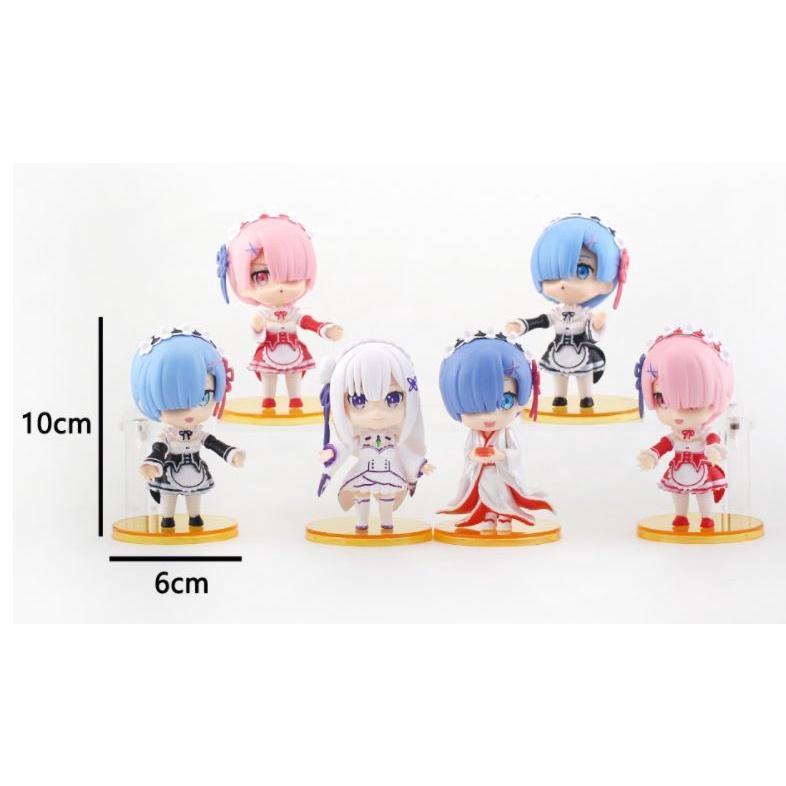 Anime Life in a different world from zero PVC Model Maid Subaru Natsuki Emilia Rem Ram Action Figures 蕾姆爱蜜莉雅装扮模型(1790L) - Image 2