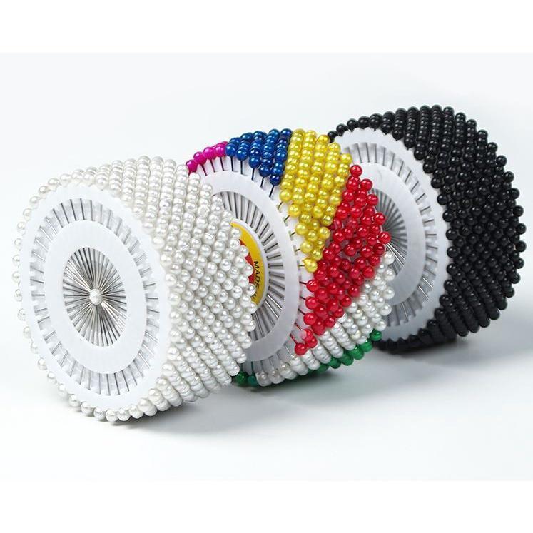 40Pcs Multicolor Black White Sewing Pins Plastic Pearl Head Needle Pins Quilting Straight Pins for Dressmaking (1873L) - Image 3