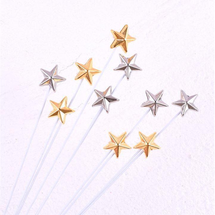 5pcs Gold Silver Stars Cake Toppers Happy Birthday Decoration for Wedding Valentines Day Party Baking Lovely Gift(1029L)