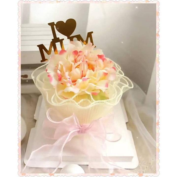 Happy Mother's Day Cake Decoration Valentine's Day Goddess Queen H ins wind wrinkled yarn cake border decoration (1318L) - Image 3