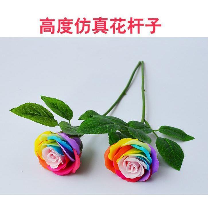 1pc Artificial Flower pole Iron wire Silk roses Leaf For Wedding home Decor DIY Wreath Gifts (495L) - Image 2