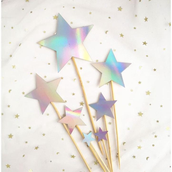 7pcs Lasers Heart Star Cupcake Toppers Birthday Cake Topper Decorating Picks Kids Wedding Party Decor(995L) - Image 9