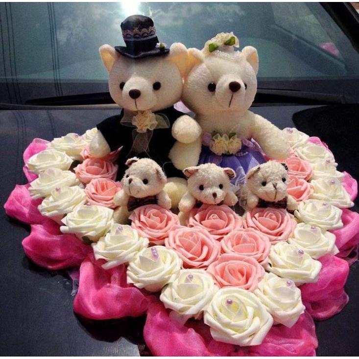 18cm Romantic Wedding Bear Couples Plush Toys Teddy Bear Doll 2pcs/pair Wedding Gift Bear Bride & Groom(1021L) - Image 3