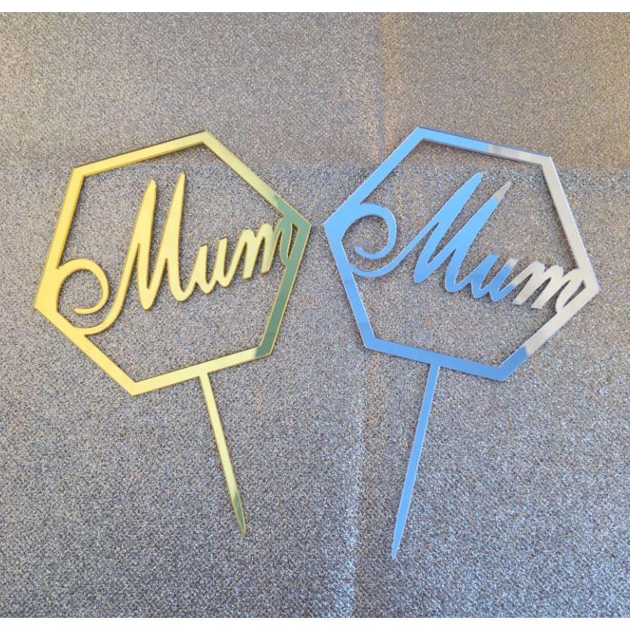 Acrylic Cake Toppers Letter MUM Cake Picks Mothers Day Cake Decoration Cupcake Dessert Favor(808L) - Image 2