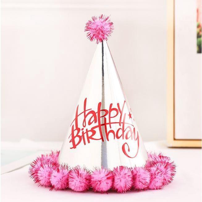1PCS Birthday party decoration hair ball party hat children adult birthday dress up supplies plush ball party (1935L) - Image 12