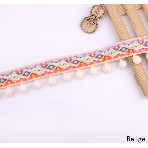 1yard Colored Ribbon Ball Fringed Lace Pompom Style Clothing Home Textile Lace Ribbon DIY Sewing Decor 民族风毛毛球花边(1919L) - Image 10