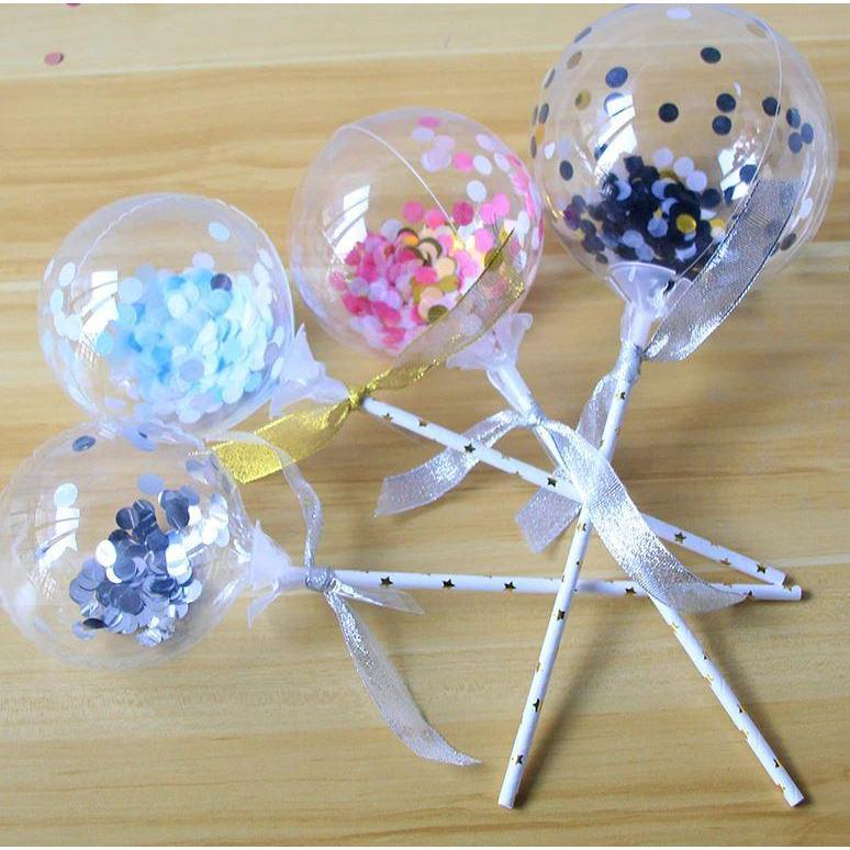 1pc Paper Stick for 5inch Balloon Cake Topper Decoration with Paper Straw Bow Baby Shower Favors Wedding (1080L) - Image 6