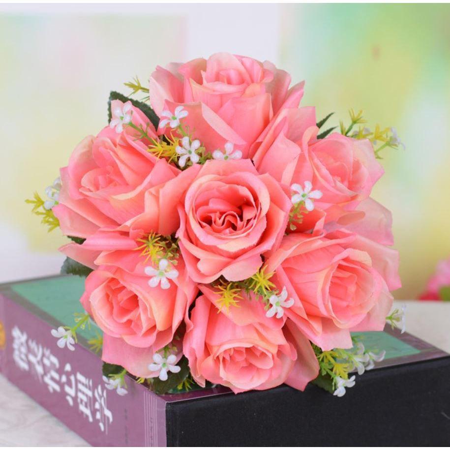 7 Flower 7 Forks 1 Bunch Artificial Rose Silk art flower Bouquet For Wedding Party (668L) - Image 11