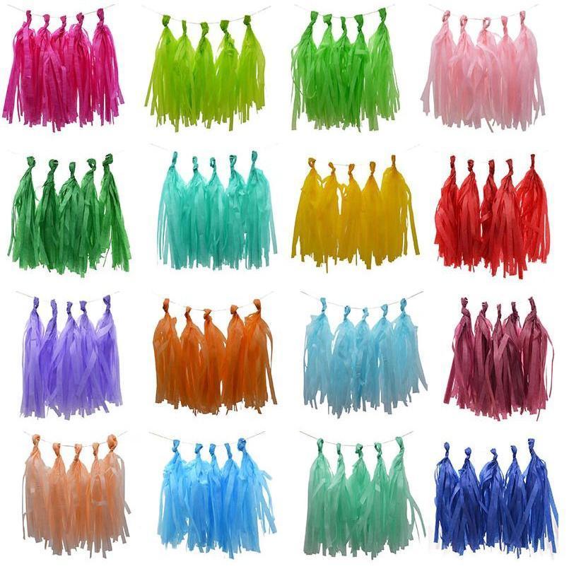 5pcs/bag 14inch Tissue Paper/Foil Tassel DIY Set Garland Ribbon Balloons Baby Shower Birthdays Party Wedding Decor(528L) - Image 5