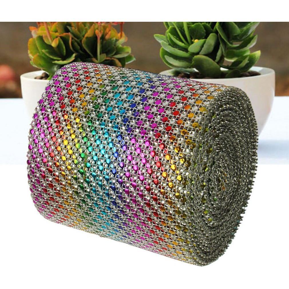 1yard 32rows Diamond Mesh Wrap Cake Roll Bling Crystal Rhinestone Ribbon Wedding Favor Decor Party Decoration(917L) - Image 2