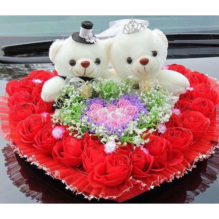 18cm Romantic Wedding Bear Couples Plush Toys Teddy Bear Doll 2pcs/pair Wedding Gift Bear Bride & Groom(1021L)