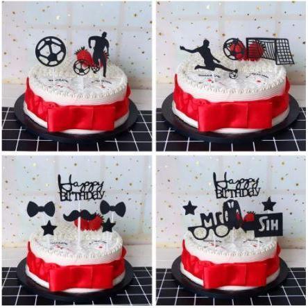 New Football Cake Topper Creative Soccer Kids Happy Birthday Cake Flags For Boys Birthday Sports Party DIY(1134L)