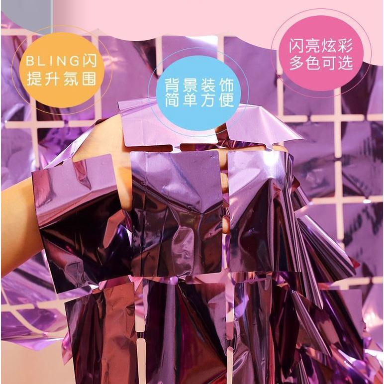 1M*2m Square Rain Curtain Birthday Wedding Party Background Wall Decoration Baby Shower Bright Surface(1915L) - Image 2