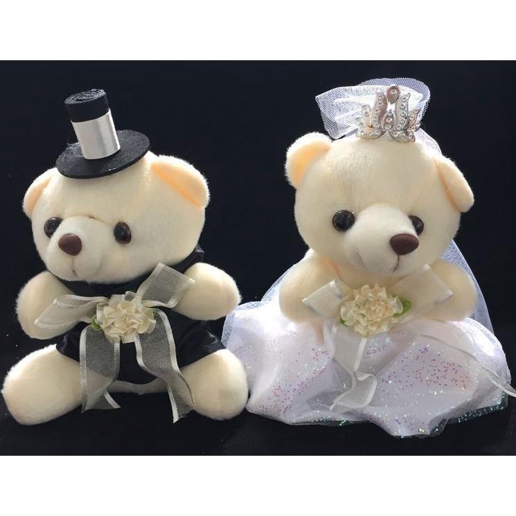 18cm Romantic Wedding Bear Couples Plush Toys Teddy Bear Doll 2pcs/pair Wedding Gift Bear Bride & Groom(1021L) - Image 8