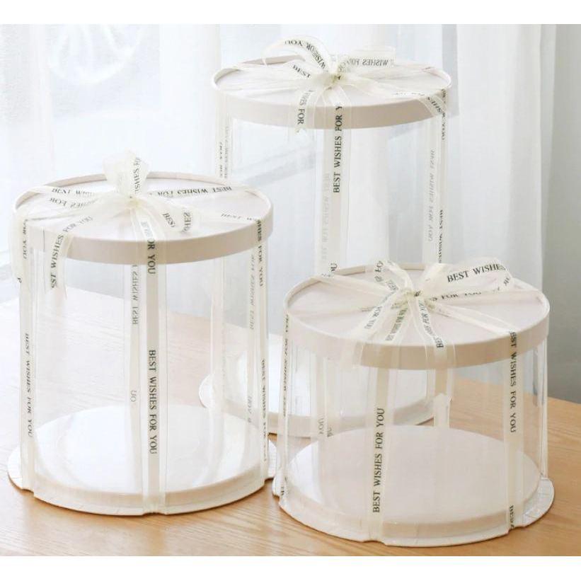 6/8/10 inch Transparent Empty White Paper/PVC Round Gift Box for Cake Box Teddy Bear Rose Bear Flower Rabbit Gift(897L) - Image 6