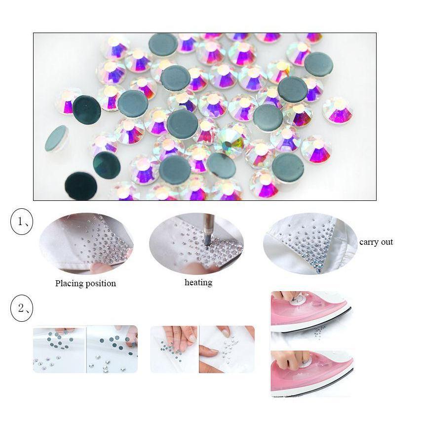 Crystals Stones Iron on Flat Back Gold yellow AB Hot Fix Strauss Crystal Hot fix Rhinestones for Clothes (836L) - Image 4