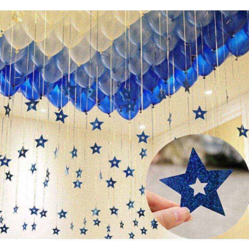 50pcs Balloon Accessories Balloons Pendant With Ribbon Bling Shiny Stars Paperboard Cards For Wedding Birthday(1387L)