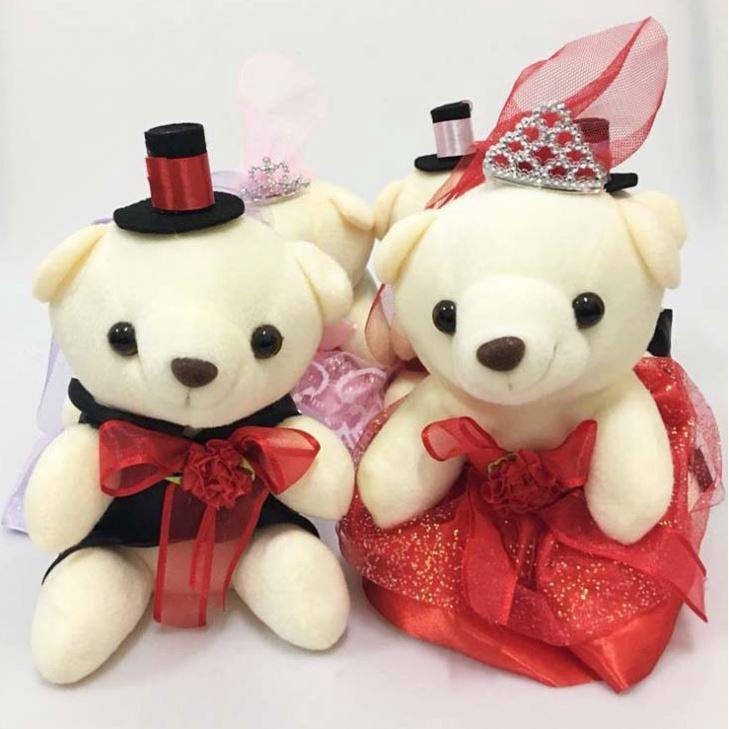 18cm Romantic Wedding Bear Couples Plush Toys Teddy Bear Doll 2pcs/pair Wedding Gift Bear Bride & Groom(1021L) - Image 10