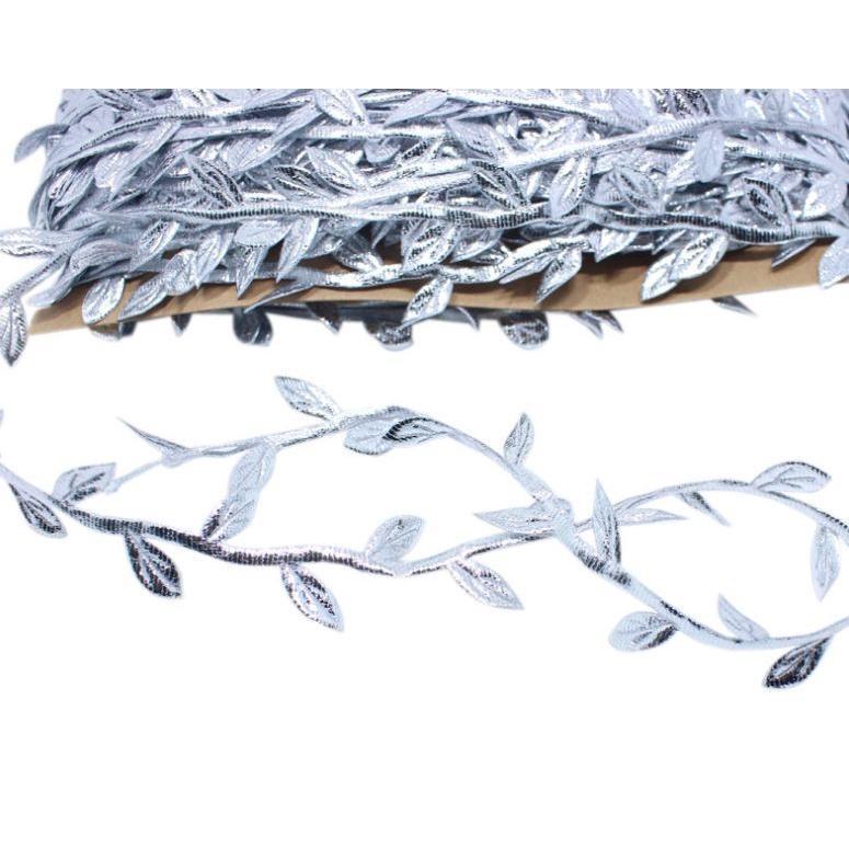1yard Gold Silver Leaves Vine Artificial Silk Leaf Handmade Scrapbooking Craft Wreath Wedding Party Decor Fake (850L) - Image 2
