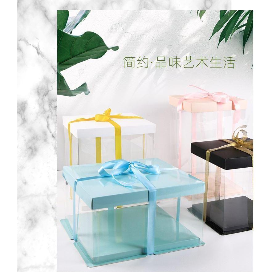 6/8/10inch Square Cake Box Transparent Clear Exhibition Storage Packing Plastic Festival Flower Wedding Birthday (980L) - Image 2