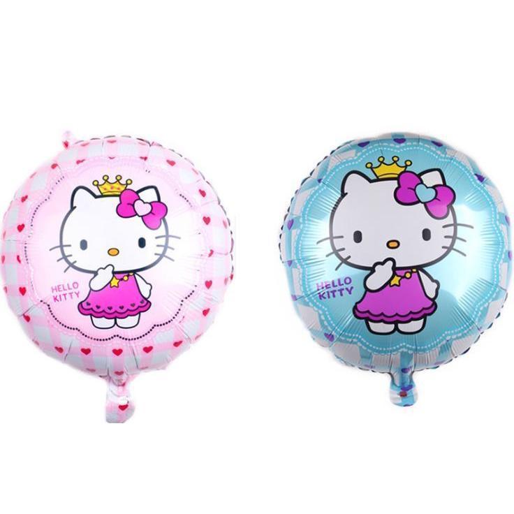 18 inch Round Pink hello kitty Foil Balloons Color wave point helium Balloon Girl Birthday cute KT cat Party Decor(238L)