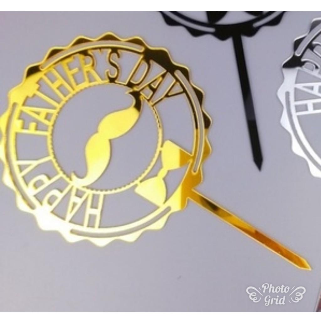 Happy Father's Day Cake Topper Gillter Best Day Cake Flag for Family Birthday Fathers Party Baking Decoration(425L) - Image 4