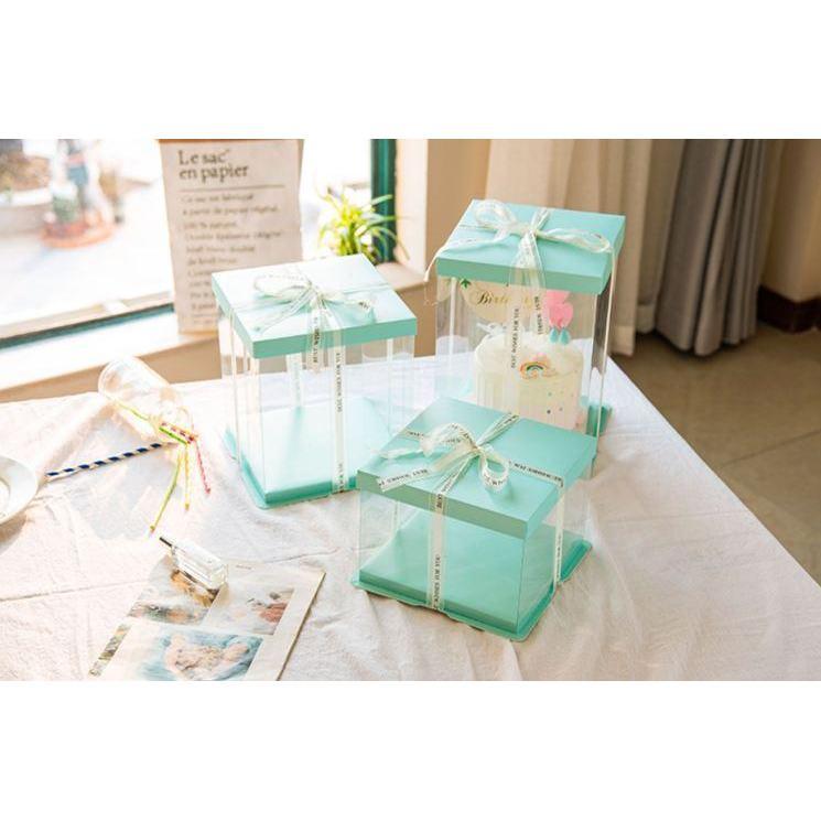 4/6/8/10/12inch Square Cake Box Child Birthday Cake Gift Packaging Toy rose bear flower gift box Transparent pack(908L) - Image 6