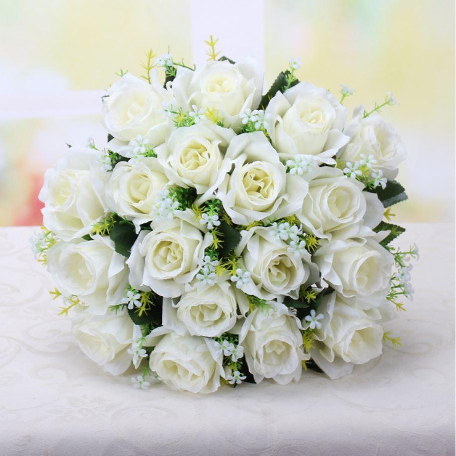 18 Heads Artificial Flowers Rose Gypsophila Bouquet Silk Rose Bouquet DIY Wedding Holding Flowers Roses (665L) - Image 9